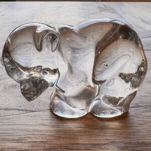 Vintage Crystal Glass Baby Bear Figurine-Paperweight by Martinsville-4.75”W